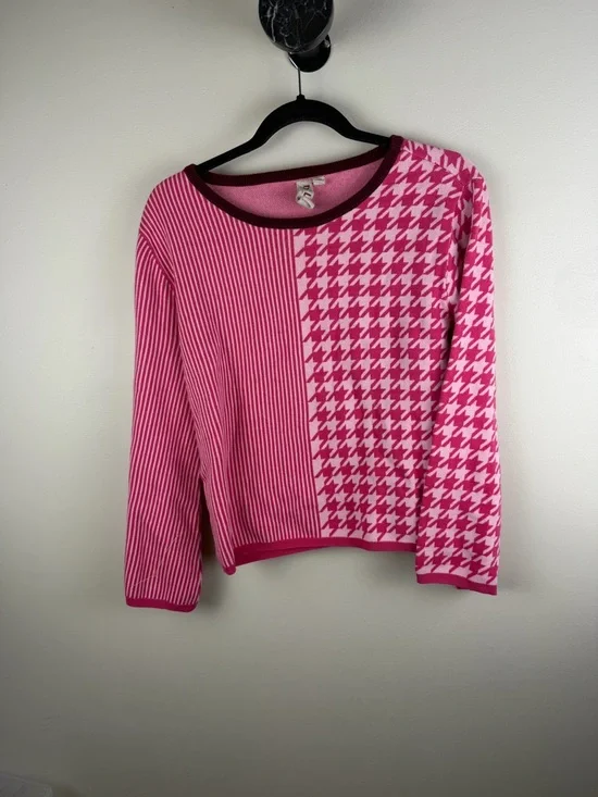 Pink Patterned Split-Panel Women's Sweater - Picture 4 of 6